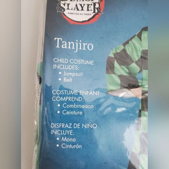 Demon Slayer Tanjiro Kids Costume - Green and Black Kids Size Small 4-6 - Picture 3 of 5